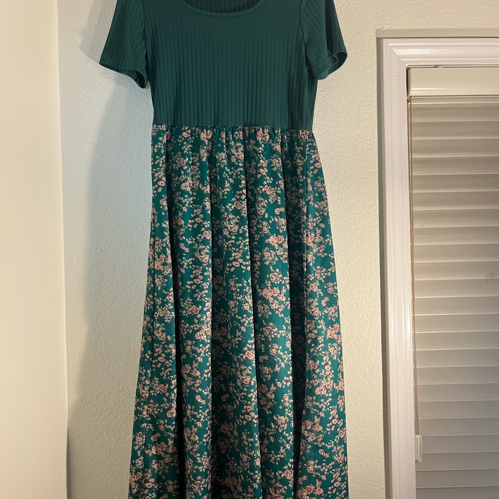 LAST CHANCE BEFORE DONATION Green and Pink Floral Maxi Dress